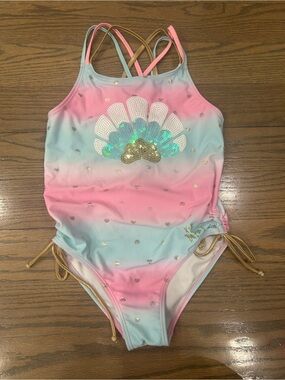 Betsey Johnson Girls Tie Dye Seashell Sequin Shirt Size M (10)